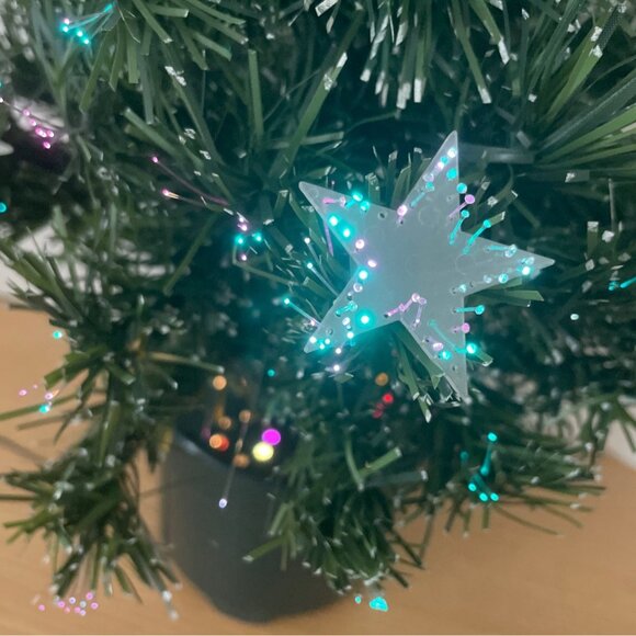 Vtg Puleo Optic Glow Fiber Optic Star Tree W/ Changing Color Lights 2 ft VIDEO - Picture 3 of 8